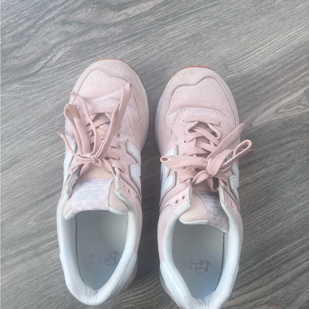 New Balance Women's Light Pink and White Sneakers - Picture 2 of 2